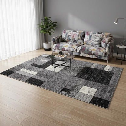 8' X 11' Gray Distressed Geometric Area Rug