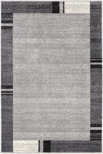 4' X 6' Gray Modern Bordered Area Rug