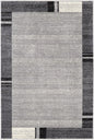 4' X 6' Gray Modern Bordered Area Rug