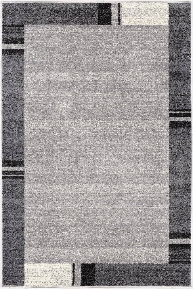 4' X 6' Gray Modern Bordered Area Rug