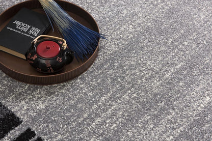 4' X 6' Gray Modern Bordered Area Rug