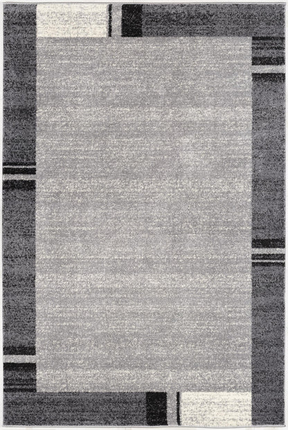 5' X 8' Gray Modern Bordered Area Rug