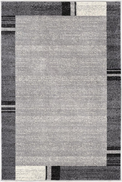8' X 11' Gray Modern Bordered Area Rug