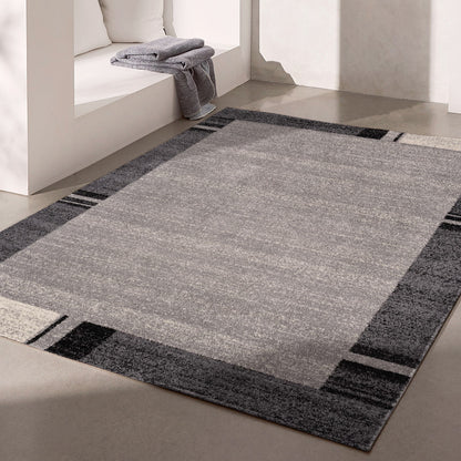 5' X 8' Gray Modern Bordered Area Rug