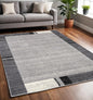 4' X 6' Gray Modern Bordered Area Rug