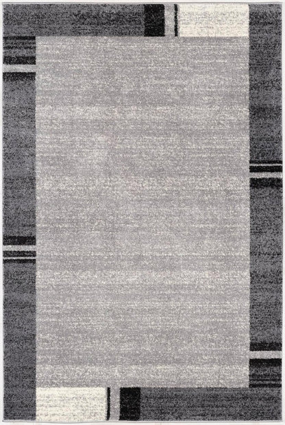 4' X 6' Gray Modern Bordered Area Rug