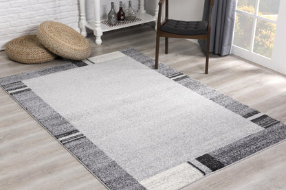 5' X 8' Gray Modern Bordered Area Rug