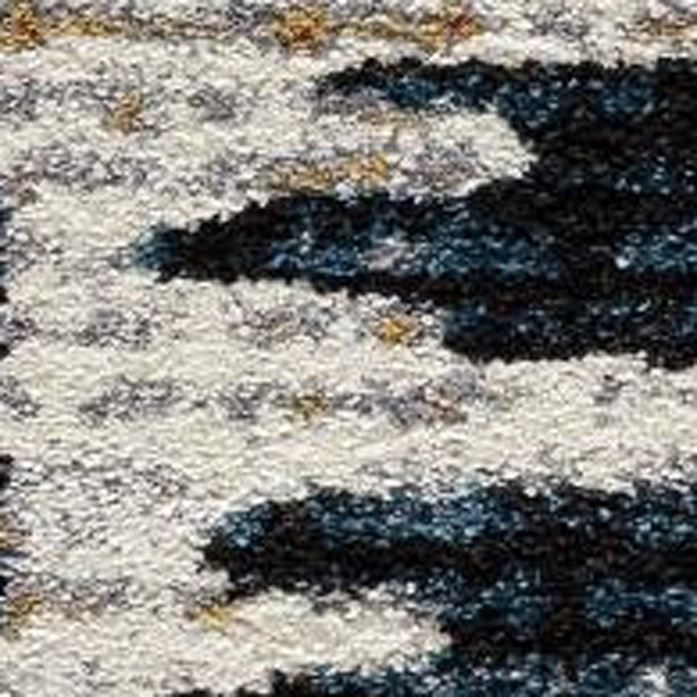 4' X 6' Blue And Ivory Abstract Area Rug