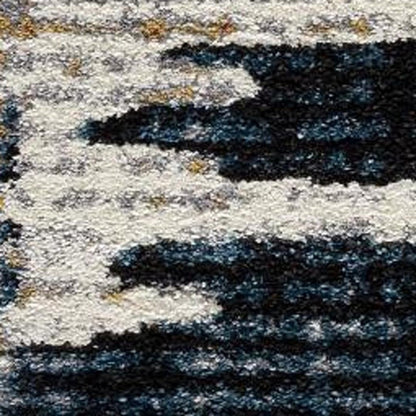 4' X 6' Blue And Ivory Abstract Area Rug