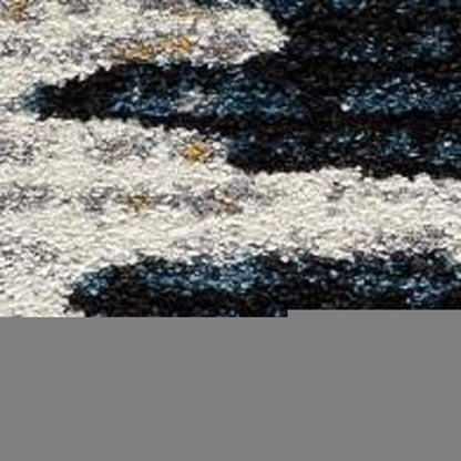 4' X 6' Blue And Ivory Abstract Area Rug