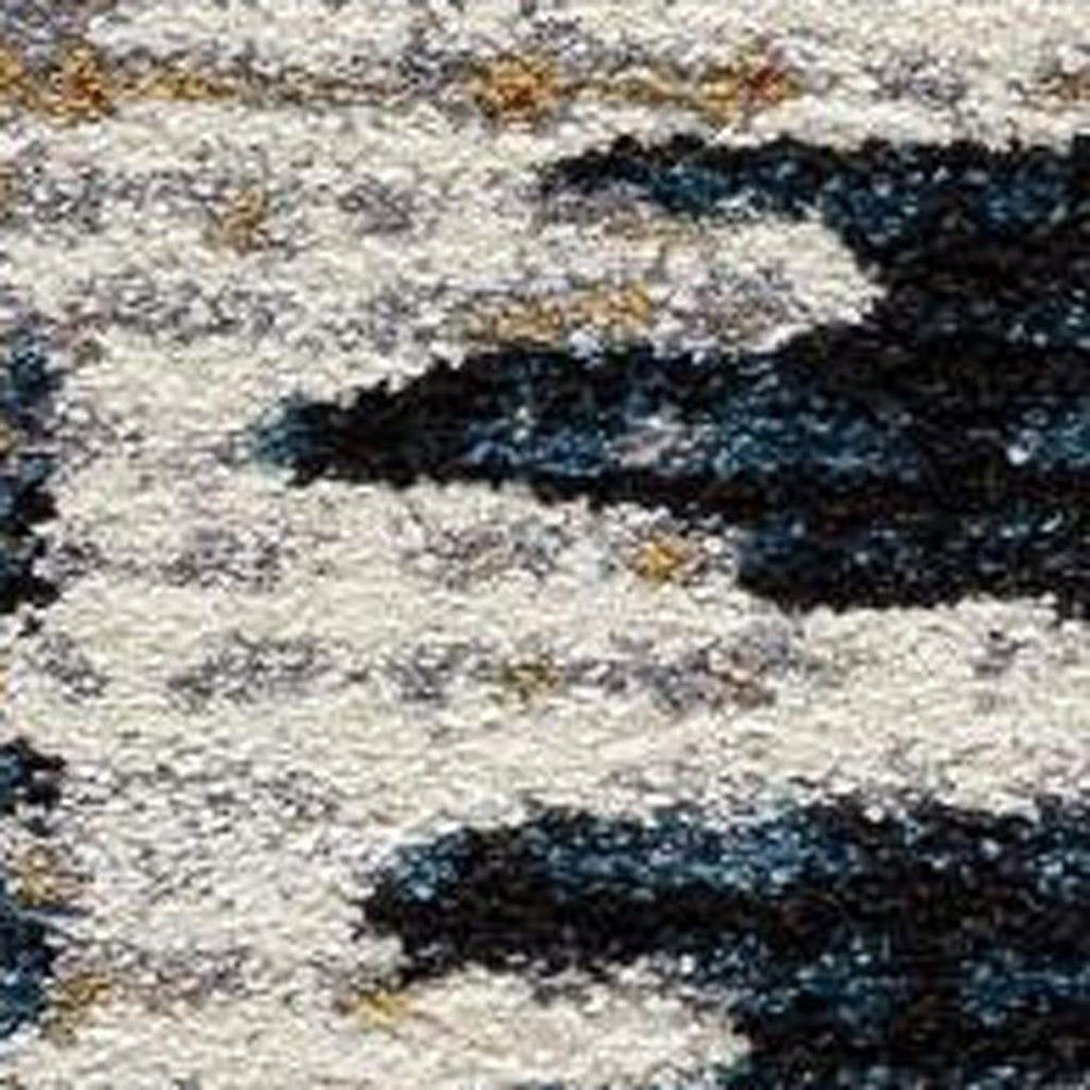4' X 6' Blue And Ivory Abstract Area Rug
