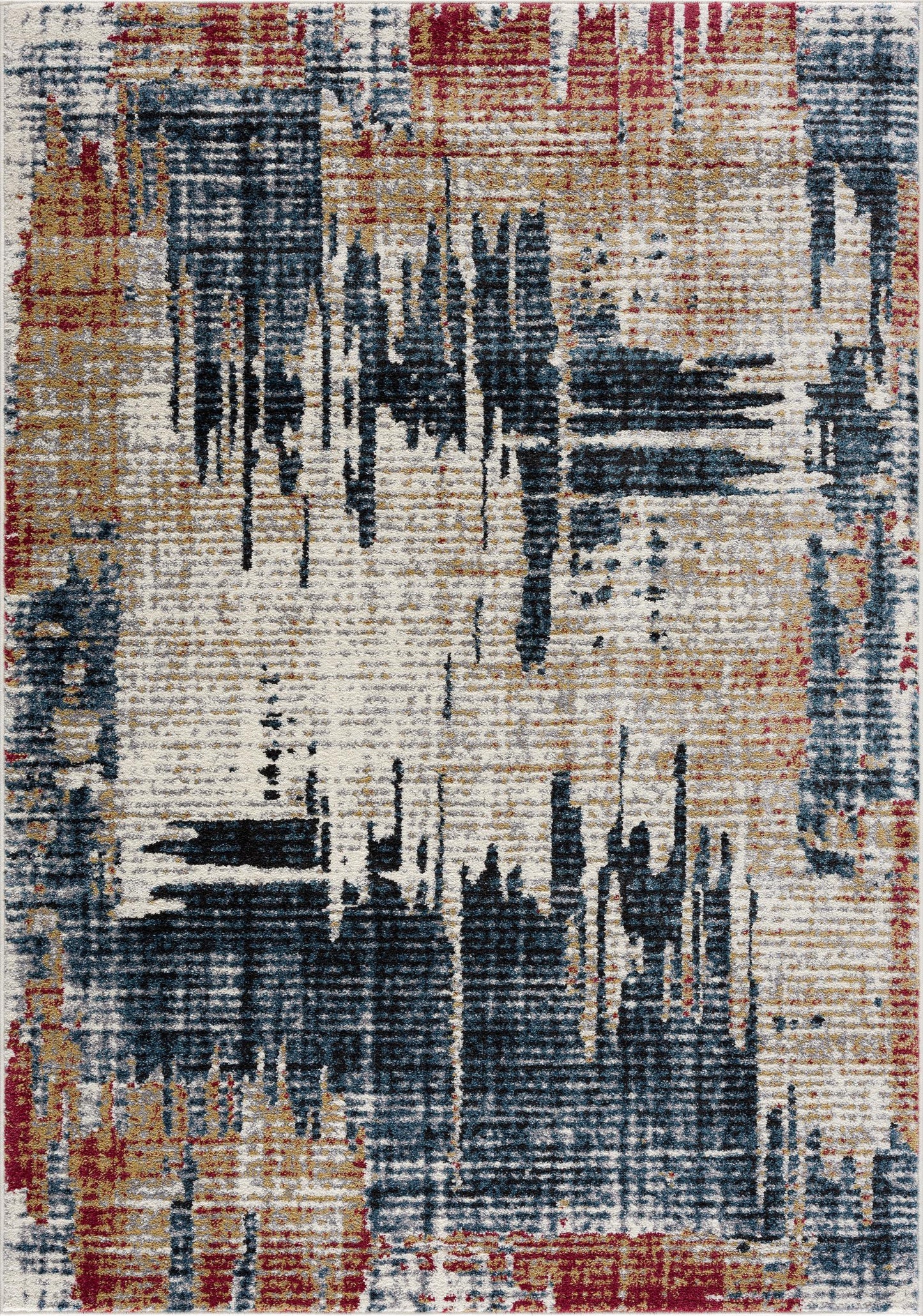 4' X 6' Blue And Ivory Abstract Area Rug