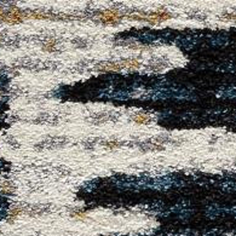 4' X 6' Blue And Ivory Abstract Area Rug