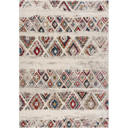 5' Cream Round Southwestern Power Loom Area Rug