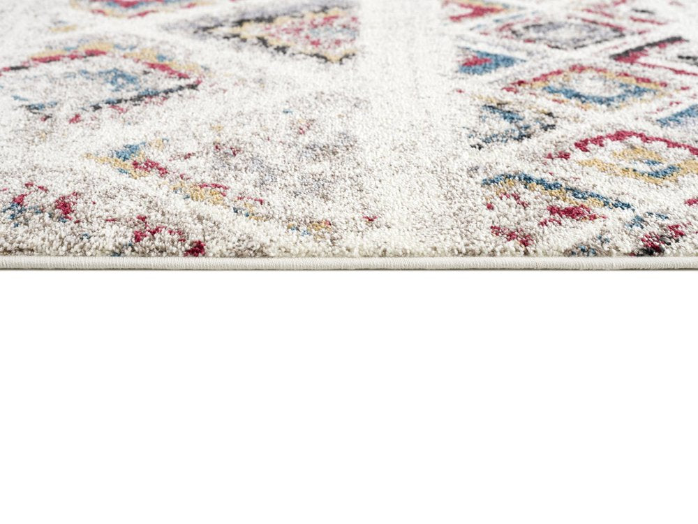 5' Cream Round Southwestern Power Loom Area Rug