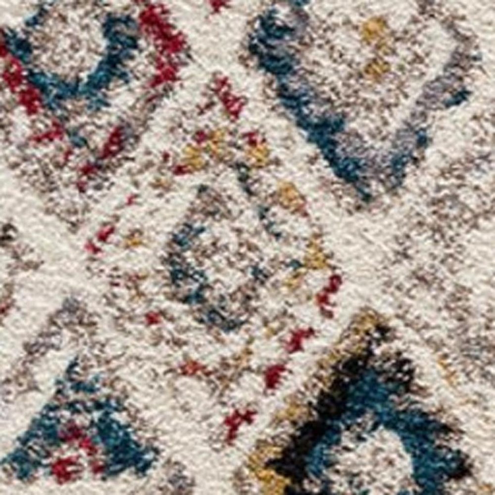 5' Cream Round Southwestern Power Loom Area Rug