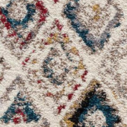 5' Cream Round Southwestern Power Loom Area Rug