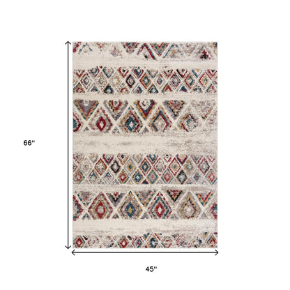 8' X 11' Cream Southwestern Area Rug
