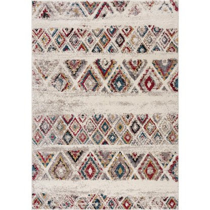 5' Cream Round Southwestern Power Loom Area Rug