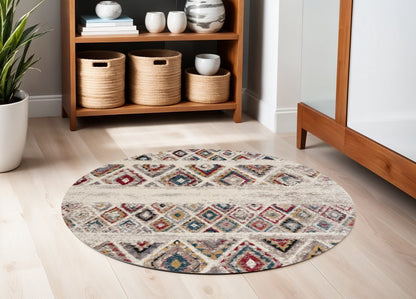 8' X 11' Cream Southwestern Area Rug