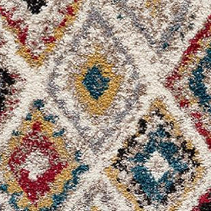 5' Cream Round Southwestern Power Loom Area Rug