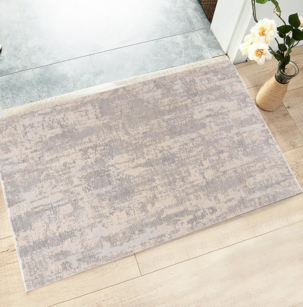 3' X 5' Gray Abstract Dhurrie Area Rug