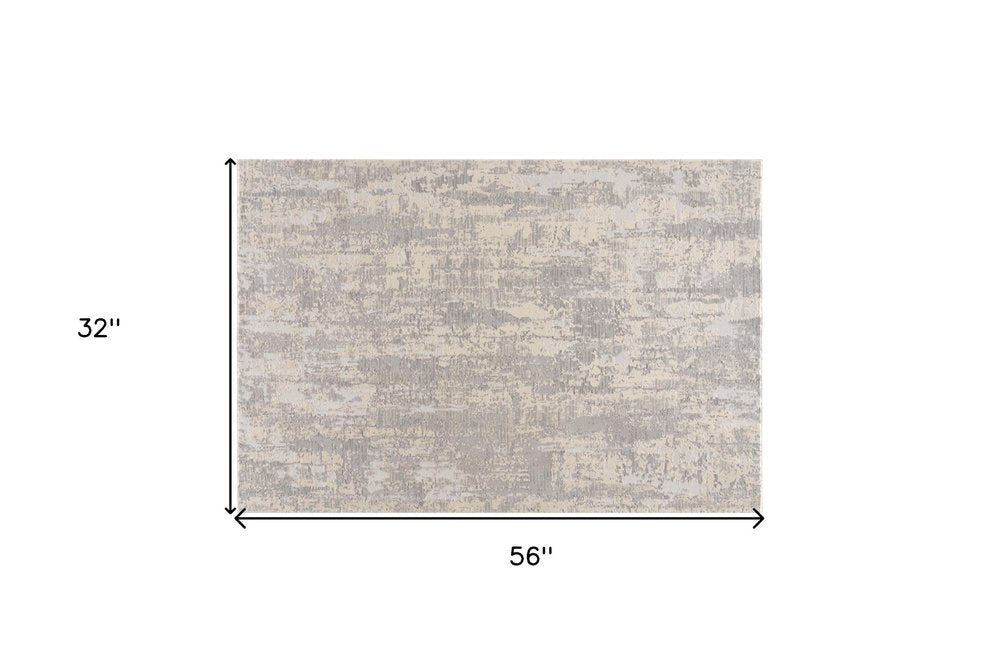 3' X 5' Gray Abstract Dhurrie Area Rug