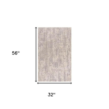 3' X 5' Gray Abstract Dhurrie Area Rug