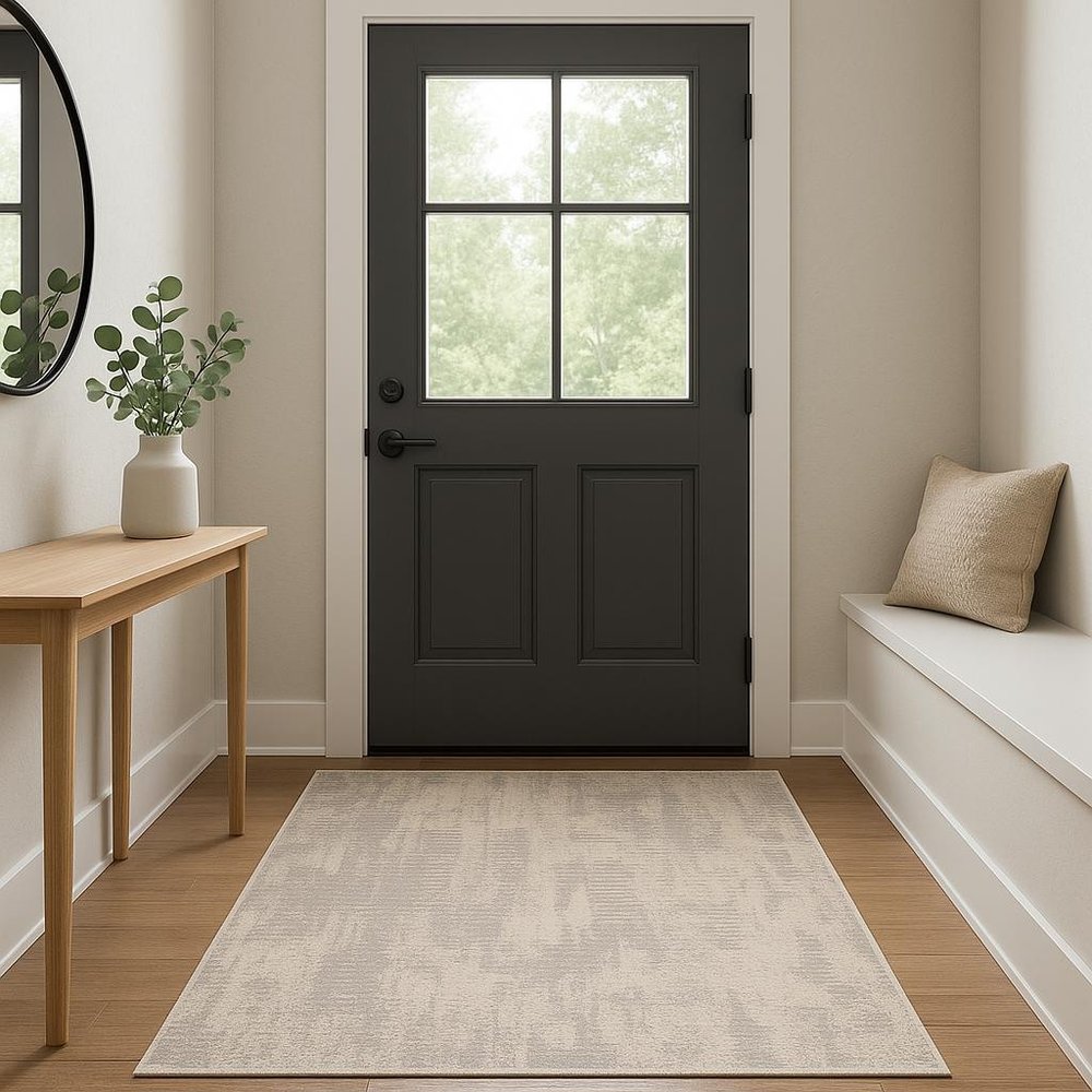 3' X 5' Gray Abstract Dhurrie Area Rug