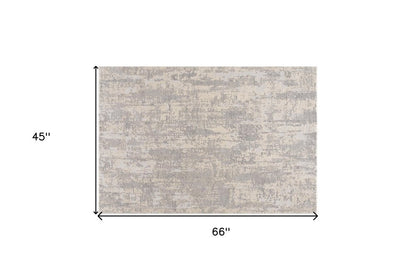 3' X 5' Gray Abstract Dhurrie Area Rug