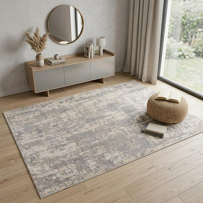 3' X 5' Gray Abstract Dhurrie Area Rug