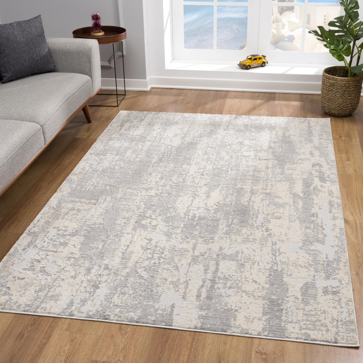 3' X 5' Gray Abstract Dhurrie Area Rug