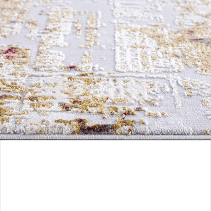 3' X 5' Beige And Gold Abstract Area Rug