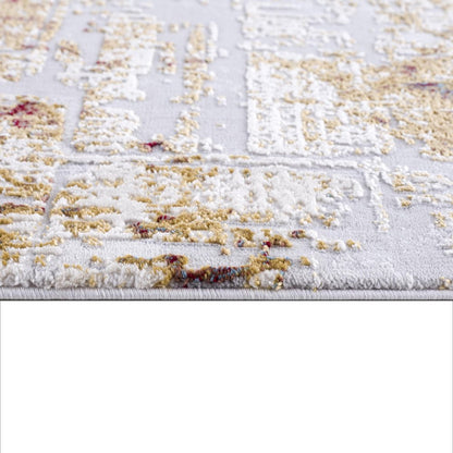 3' X 5' Beige And Gold Abstract Area Rug