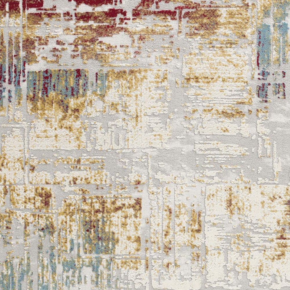 3' X 5' Beige And Gold Abstract Area Rug