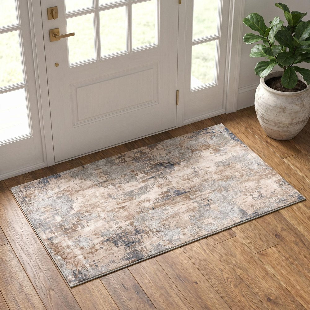 3' X 5' Beige Abstract Dhurrie Area Rug
