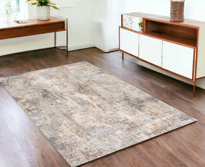 3' X 5' Beige Abstract Dhurrie Area Rug