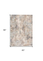3' X 5' Beige Abstract Dhurrie Area Rug