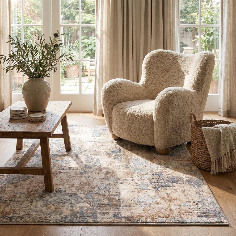 3' X 5' Beige Abstract Dhurrie Area Rug