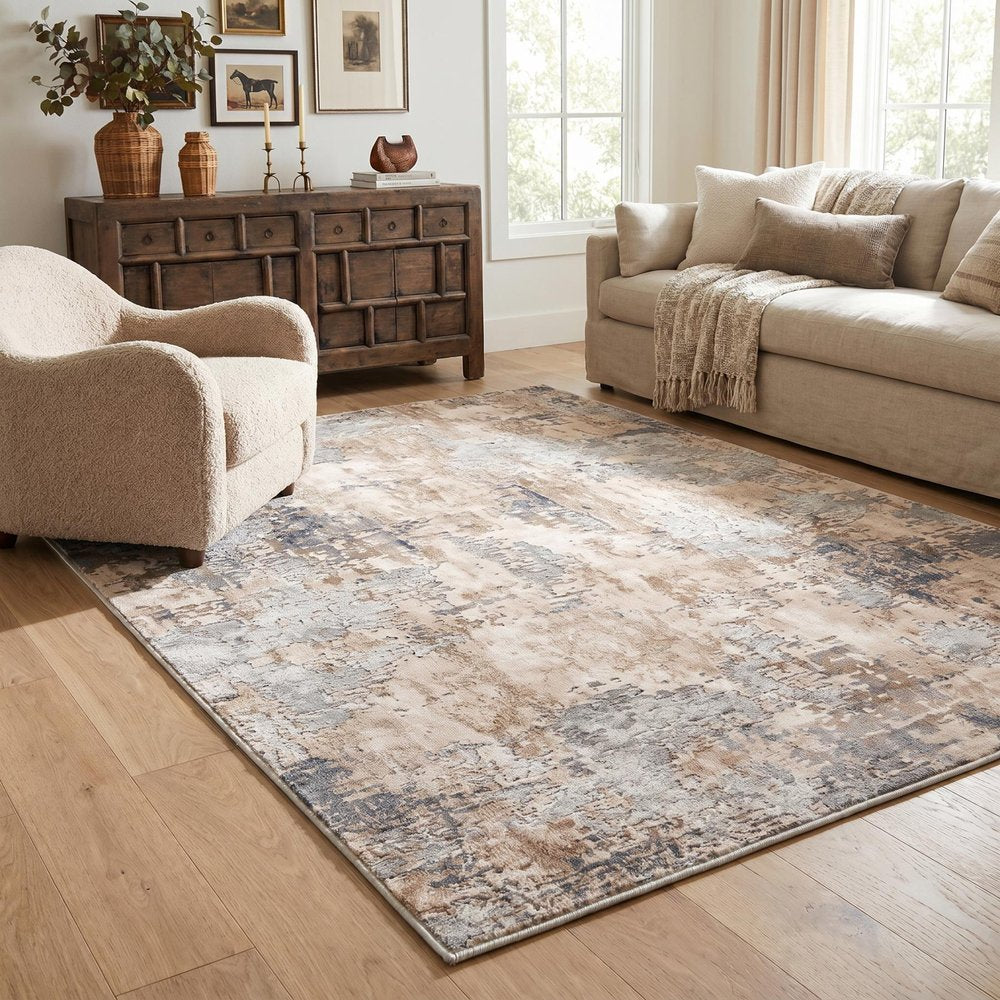 3' X 5' Beige Abstract Dhurrie Area Rug