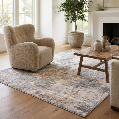 3' X 5' Beige Abstract Dhurrie Area Rug