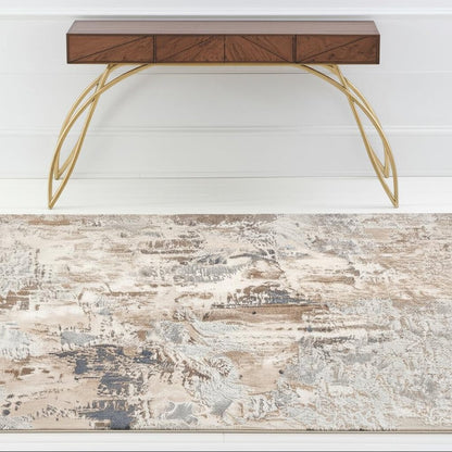 3' X 5' Beige Abstract Dhurrie Area Rug