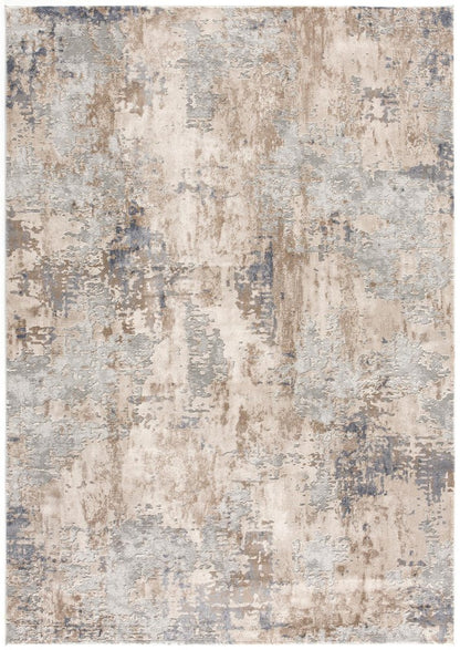 7' X 10' Beige And Ivory Abstract Area Rug