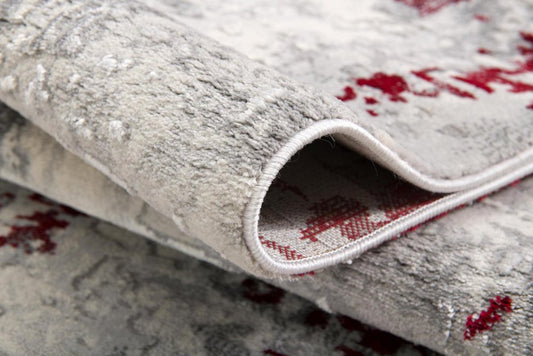 6' X 9' Gray And Red Abstract Area Rug
