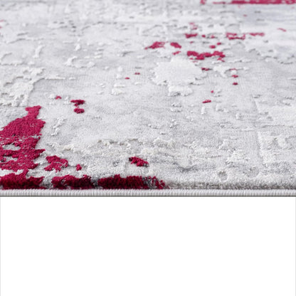 5' X 7' Red and Gray Abstract Area Rug