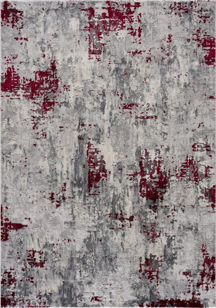 4' X 6' Red Abstract Dhurrie Area Rug