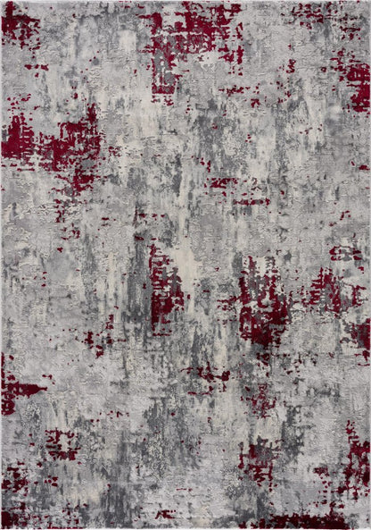 4' X 6' Red Abstract Dhurrie Area Rug