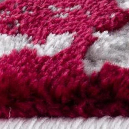 5' X 7' Red and Gray Abstract Area Rug