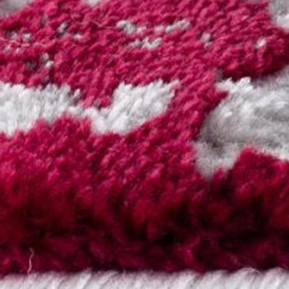 5' X 7' Red and Gray Abstract Area Rug