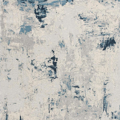 3' X 5' Blue And Ivory Abstract Strokes Area Rug